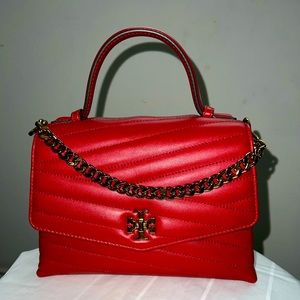 Tory Burch Kira Chevron Top-handle Satchel-Red